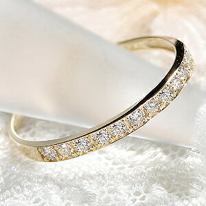 K18/10YG【0.20ct】フチあり ダイヤモンド エタニティリング【送料無料】【代引手...