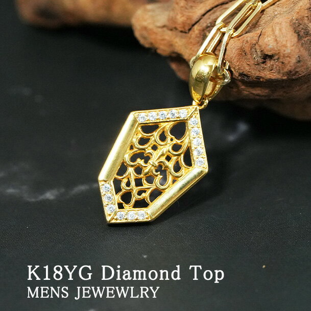 K18YG/K18PG/PT950【メンズペンダントトップ】 高品質　デザイン　地金　ダイヤ【0.08ct】【送料無料】..