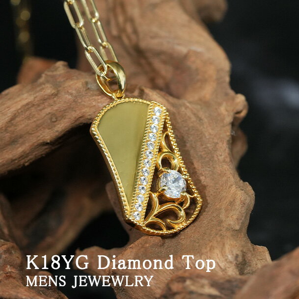 K18YG/K18PG/PT950【メンズペンダントトップ 】高品質　デザイン　地金　ダイヤ【0.45ct】【送料無料】..
