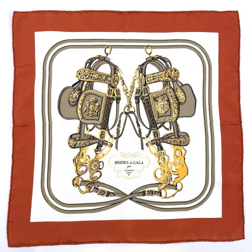 HERMES エルメス カレ 45 BRIDES de GARA ブリッド ドゥ ガラ スカーフ シルク ブラウン【中古】 レディース HERMES エルメス カレ 45 BRIDES de GARA ブリッド ドゥ ガラ スカーフ シルク ブラウン【中古】 レディース