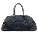 CHANEL シャネル パリ ニューヨークライン ボストンバッグ ナイロン/レザー ブラック【中古】 レディース
