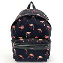 SAINT LAURENT PARIS サンローランパリ フラミンゴ リュック・デイパック キャンバス/レザー ブラック【中古】 レディース