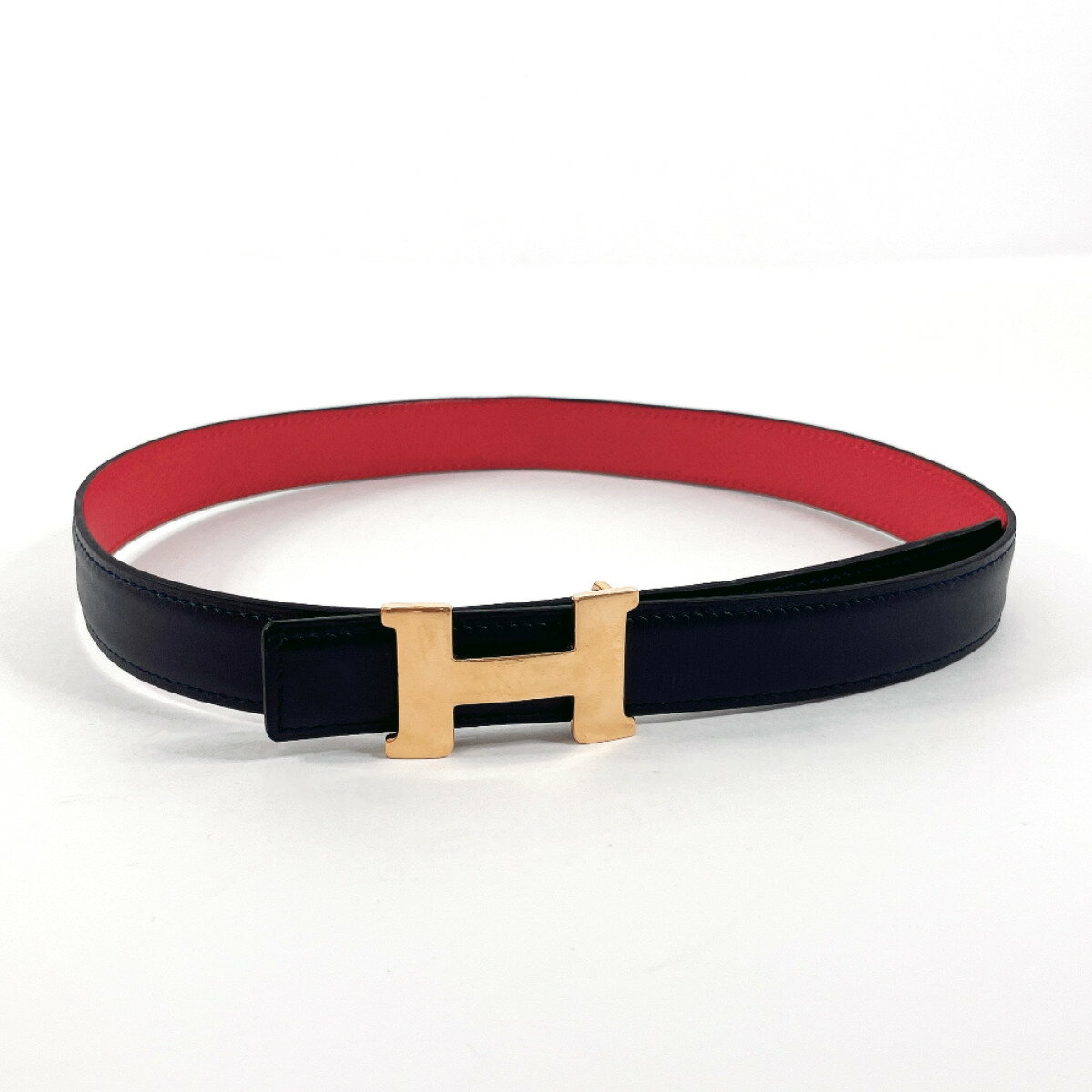 HERMES エルメス コンスタンス H リバーシブルベルト ベルト クシュベル/ボックスカーフ ネイビー ネイビー 〇X刻印刻印【中古】 レディース