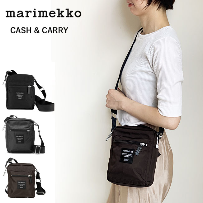 ★9/4 クーポン発行中！マリメッコ ショルダーバッグ レディース marimekko CASH&CARRY キャッシュ＆キャリー ミニポシェット ショルダーポーチ ナイロン バッグ カラビナ付き 斜めがけ (026992/090182/090574)