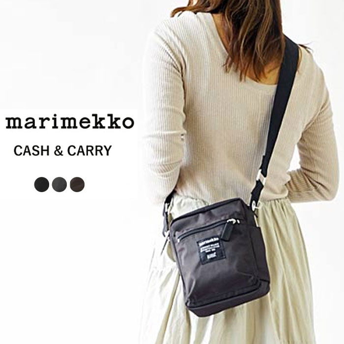 マリメッコ マリメッコ ショルダーバッグ レディース marimekko CASH&CARRY キャッシュ＆キャリー ミニポシェット ショルダーポーチ ナイロン バッグ カラビナ付き 斜めがけ (026992/090182/090574)