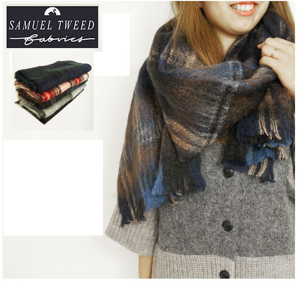 ★9/7 クーポン発行中！SAMUEL TWEED サミュエルツイード ブランケットマフラー レディース BLANKET MUFFLER チェック デザイン モヘヤ ウール