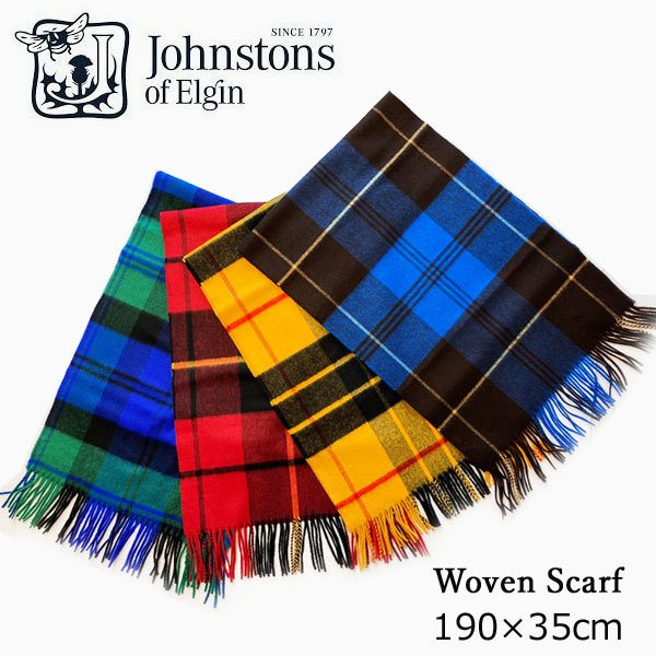 ジョンストンズ マフラー ジョンストンズ Johnstons カシミア ストール マフラー WA57 中判 チェック柄 カシミヤ100% 190×35cm Woven Scarf ≪★返品交換対象外≫