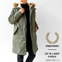 フレッドペリー ジャケット メンズ フレッドペリー モッズコート メンズ FRED PERRY J6504 中綿ライナー付き フィッシュテール モッズパーカー ミリタリー ジャケット アウター 【クーポン対象外】 ≪★返品交換対象外≫