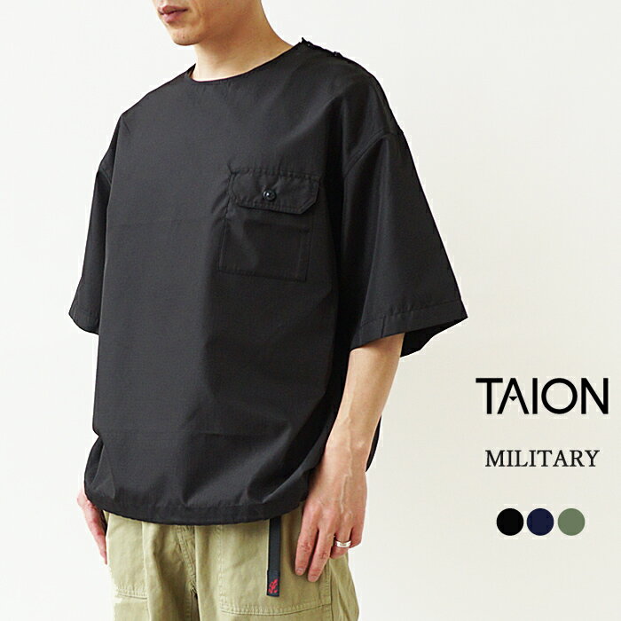 10%OFFクーポンプレゼント タイオン Tシャツ メンズ TAION MILITARY HALF SLEEVE CUT SEW ミリタリー ハーフスリーブ カットソー CS02NDML-1 半袖 クルーネック リップストップ 軽量 裾コード …