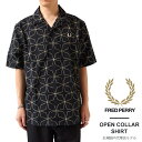 フレッドペリー シャツ メンズ FRED PERRY GEOMETRIC PRINT REVERE COLLAR M7760 半袖 開襟シャツ オープンカラー ジオメトリック 星柄プリント 総柄 【2024SS 新作】【クーポン対象外】