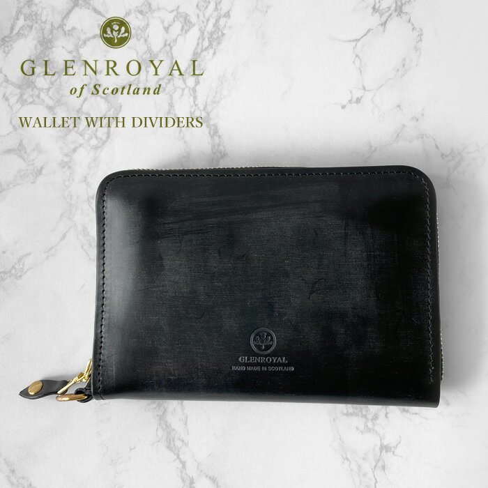 グレンロイヤル 財布（レディース） グレンロイヤル 財布 メンズ レディース GLENROYAL WALLET WITH DIVIDERS ジャバラ式財布 5室タイプ 03-6025 ラウンドファスナー コンパクト 仕切り 本革 ブライドルレザー 【2024SS 新作】