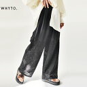 ★1,000円クーポン発行中!【SALE】ホワイト パンツ レディース WHYTO. LACE COMBINATION PANTS レース コンビネーション パンツ WHT25HPT4046 切替 ロングパンツ プリーツ ウエストゴム イージーパンツ 裏地付き 【2420】