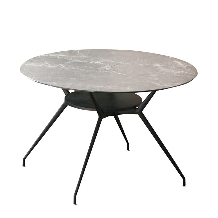 ダイニングテーブル 110cm幅 丸テーブル 円形テーブル 強化紙 ストーン ガラステーブル アイアン 棚付き モダン 北欧 カジュアル シンプル 北欧モダン 4人用 食卓 机