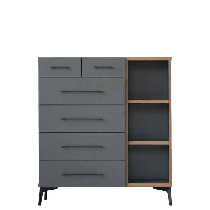 【全品10%OFFクーポン配布中】 国産 日本製 90cm幅 5段 チェスト タンス 収納家具 収納 強化紙 フルオープンレール おしゃれ 北欧 カジュアルモダン 自然 ナチュラル ブラウン グレー 鉄脚 アイアン