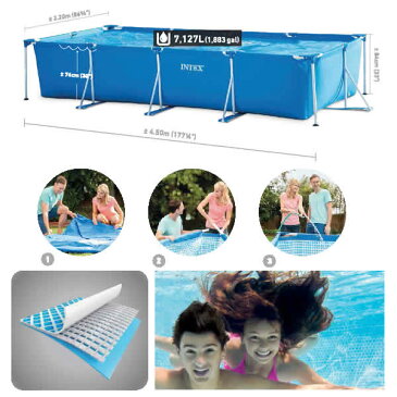 INTEX(インテックス)長方形フレームプールRF1590【 450 × 220 × 85 cm】Rectangular Frame Pool 28273 正規品