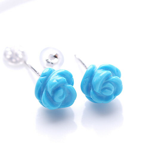 Turquoise - 【P10倍】ピアス レディース マグネサイト8mm バラピアス 14k K14 WG ホワイトゴールド スタッドピアス 金属アレルギー対応 アレルギー対策 おしゃれ おすすめ 大人 シンプル 普段用 女性 20代 30代 40代 50代 日イエベ ブルベ