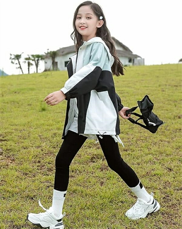 春が来た キッズ マウンテンパーカー ジュニア ウインドブレーカー ジャケット コート 上着 子供服 女の子 ガールズ フード付き 小学生 中学生 韓国風 着痩せ 春秋 送料無料