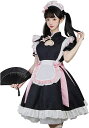 メイド服 喫茶店 コスプレ チャイナドレス ワンピース ロリータ 半袖 萌え ハロウィン 仮装 レディース 蝶結ぶ 衣装 可愛い 大人用 ストッキング付き 送料無料