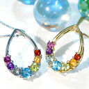 『今だけポイント10倍』K18WG/YG(Bトパーズ/アクアマリン/ペリドット/ガーネット/シトリン/ロードライトガーネ/アメシスト)ネックレス【宝石 ジュエリー】【プレゼント】【刻印無料】*【夏色】