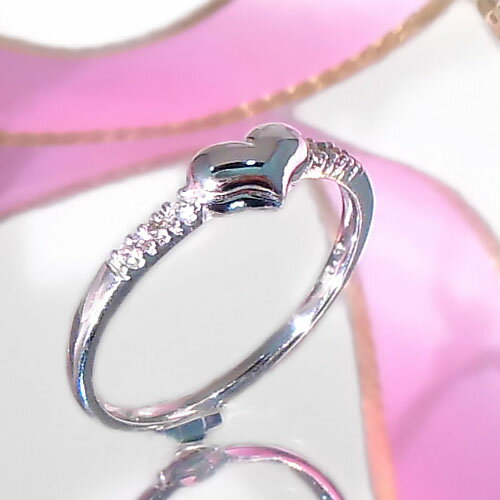 乐天商城 - 『ジュエリークイーン』ホワイトゴールド(K18WG) ダイヤモンド リング(TOTAL 0.06ct/ハート/ハートアンドキューピッド/H&C/H&Q/ピンキーリング/華奢/重ね付け/マリッジ/結婚指輪/18金)【宝石 ジュエリー】【プレゼント】【刻印無料】*