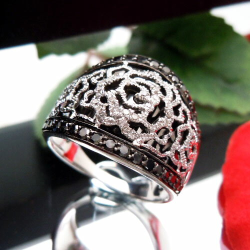 『ジュエリークイーン』ホワイトゴールド(K18WG) ダイヤモンド リング(Total 0.50ct/ローズ/バラ/薔薇)【宝石 ジュエリー】【プレゼント】【刻印無料】