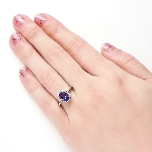 ジュエリークイーン ホワイトゴールド(K18WG)タンザナイト リング(1ctUP D total0.32ct ゾイサイト 12 j-queen21-10002338 ジュエリークィーン楽天市場店 サンプル画像2