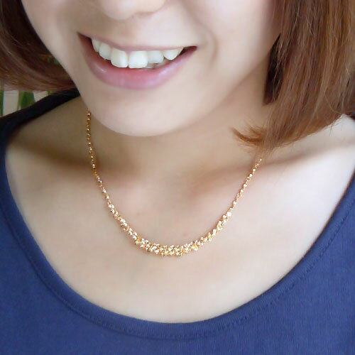 ポイント10倍+5%クーポン/K24 (純金) デザイン ネックレス(長さ42cm/重さ約5g前後/ピュアゴールド/グラデーション/ツイスト/地金/ゴールドチェーン/K24チェーン)【宝石 ジュエリー】【プレゼント】【刻印無料】*