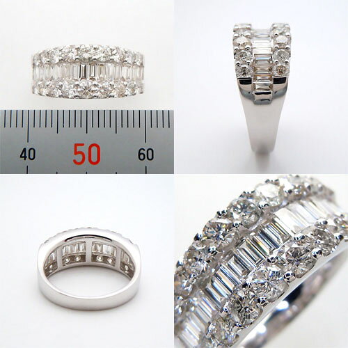 『 』プラチナ (Pt900) ダイヤモンド リング(Total 2.00ct テーパー 角ダイヤ 幅広 4月誕生石) ハイクラ j-queen21-10003107 ジュエリークィーン楽天市場店 サンプル画像3