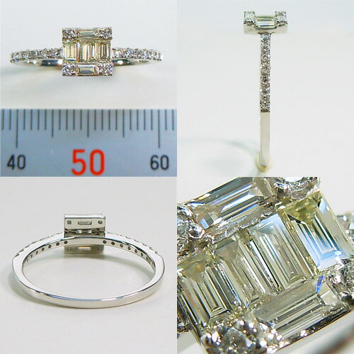 『ポイント20倍』プラチナ(Pt900) ダイヤモンド リング（D TOTAL 0.32ct/テーパーダイヤ/角ダイヤ/バケット/エンゲージ/婚約)【ハイクラス】【宝石 ジュエリー】【プレゼント】【刻印無料】*
