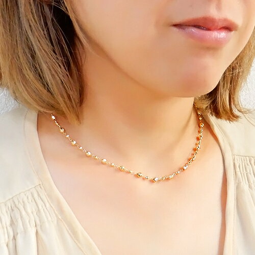 5% イエローゴールド (K18YG) デザイン ネックレス(ステーションネックレス ミラーボール 6g前後 45cm フリース j-queen21-10012376 ジュエリークィーン楽天市場店 サンプル画像2