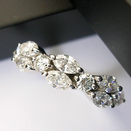 乐天商城 - 『ジュエリークイーン』プラチナ（Pt900）ダイヤモンド リング(TOTAL 1.00ct/マーキスカット/一文字/ハーフエタニティ/4月誕生石)【ハイクラス】【宝石 ジュエリー】【プレゼント】【刻印無料】*