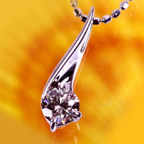 『ジュエリークイーン』ホワイトゴールド（K18WG）ダイヤモンド ネックレス(0.2ct/1粒石/一個石/一粒ダイヤ)*