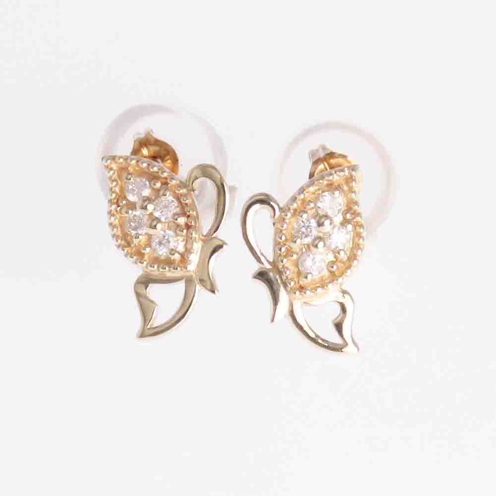 ピアス レディース K10 蝶々 バタフライ モチーフ ダイヤモンド rapinesu-55433