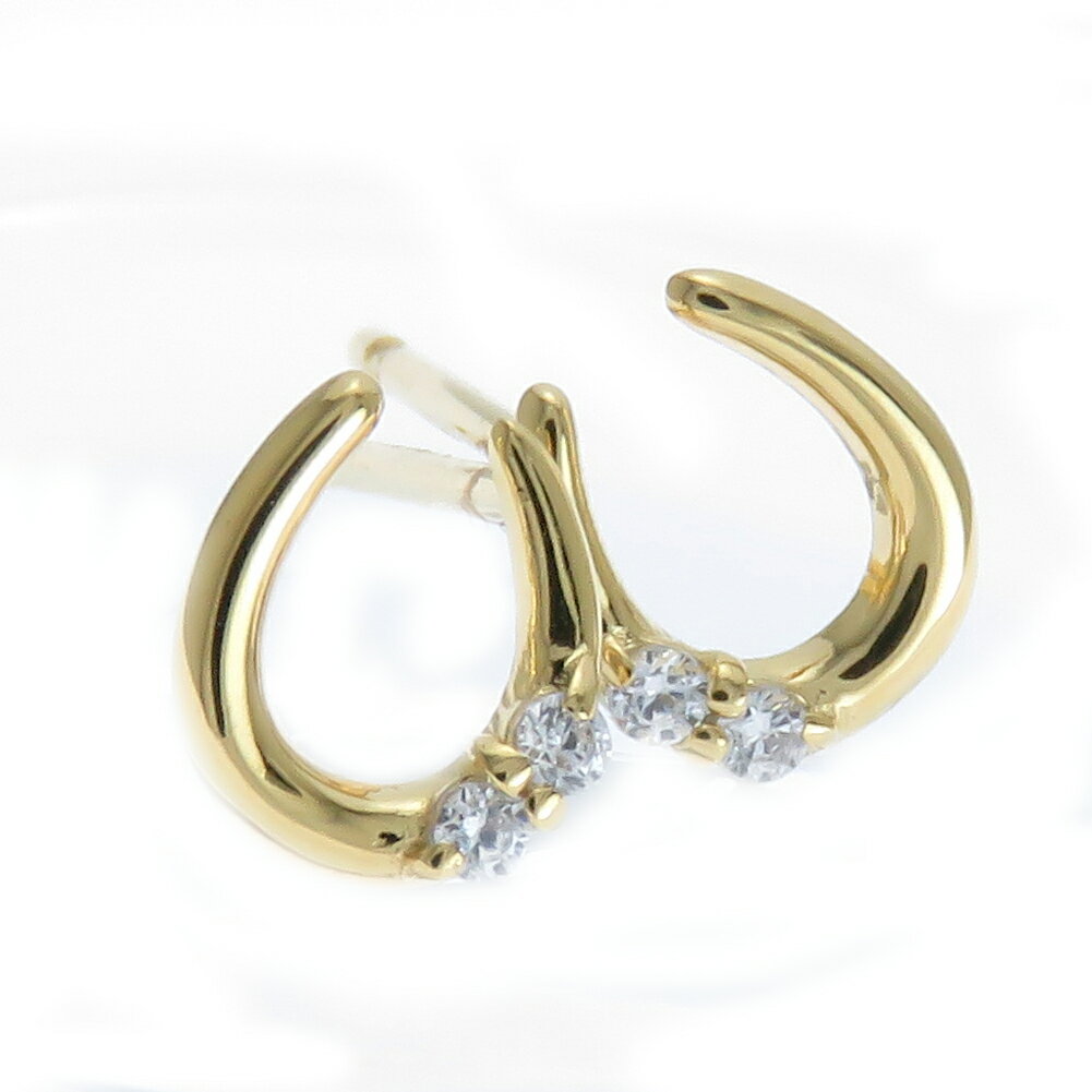 ピアス レディース K10 馬蹄 ダイヤモンド お手頃 シンプルデザイン hose shoes K18 Pt900 rapinesu-54..