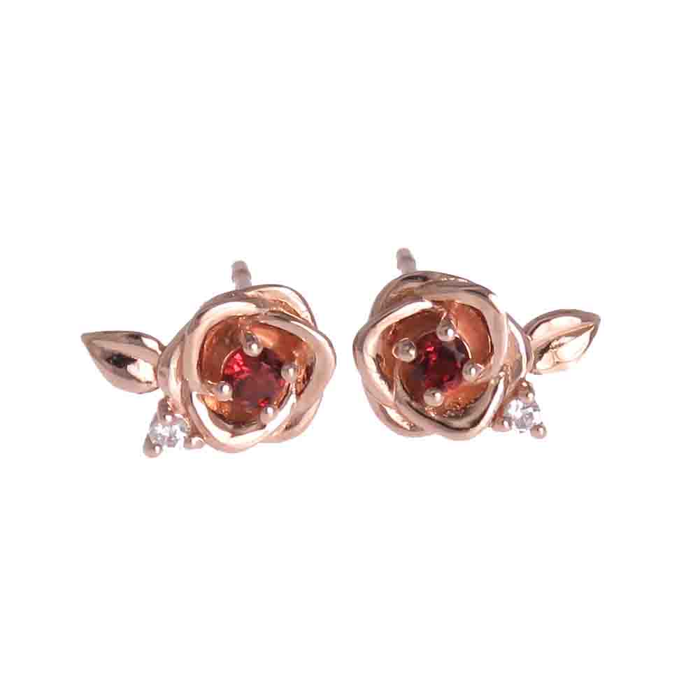 K10 ピアス ダイヤモンド K18 Pt900 rose 薔薇rapinesu-55391