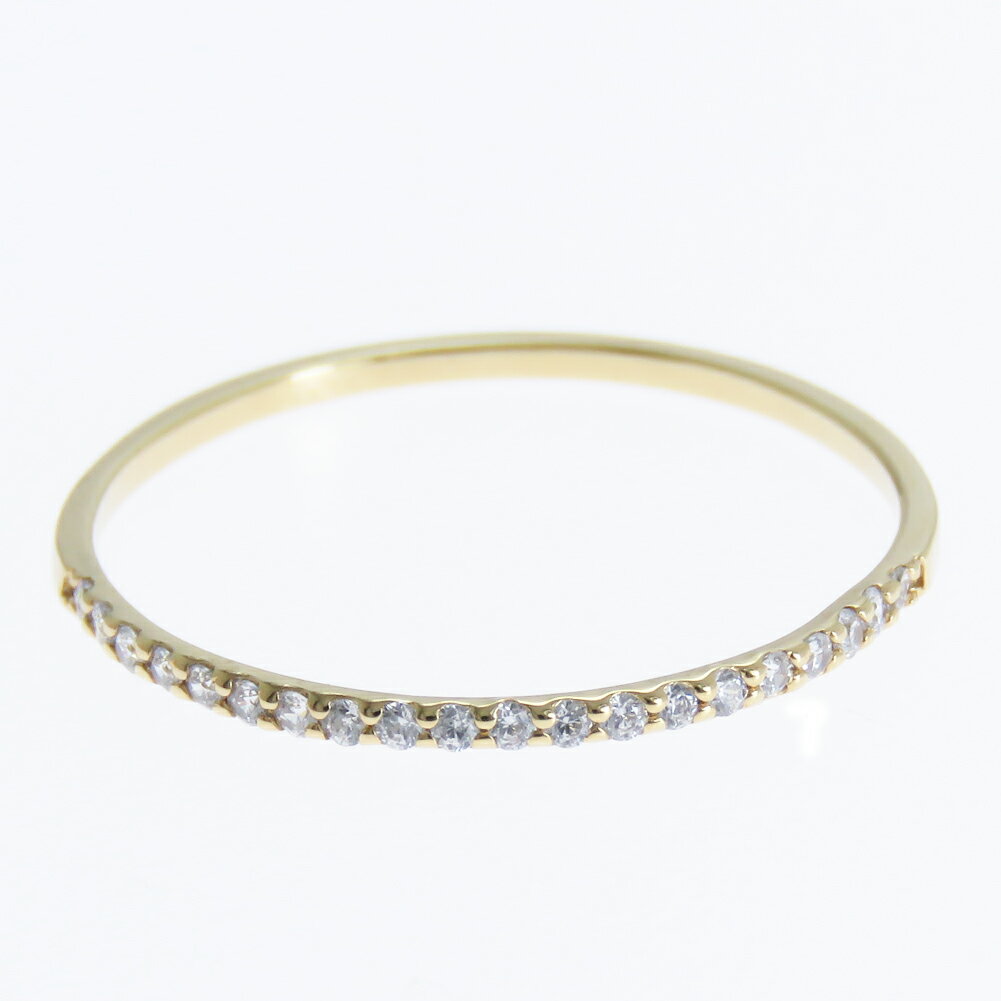 K10 K18 Pt900 選べる金色 ダイヤモンド ハーフエタニティリング 極細 重ね付け 華奢なデザイン 0.1ct 20石