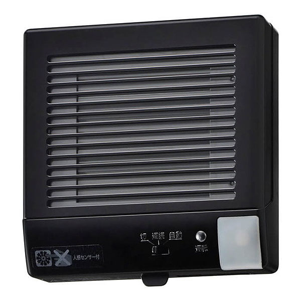 バクマ工業 パイプ用ファン 排気ファン 人感センサー+電気式シャッター付 KPT-08JS-BK