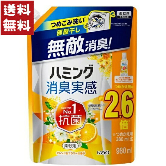 花王 ハミング消臭実感 オレンジ＆フラワーの香り 柔軟剤 つめかえ用 980ml