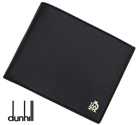 ダンヒル 二つ折り財布（男性向け） dunhill ダンヒル L2S832A FURHAM BELGRAVE フルハム ベルグレーブ 型押しレザー メンズ用 小銭入れ付 二つ折り財布 ブラック 新品 ギフト【送料無料】