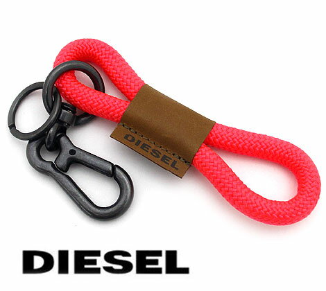 DIESEL ディーゼル X04531 PR215 H6257　A-SIGNATURE　キーリング　キーホルダー　ガンメタ×ネオンピンク【送料無料】