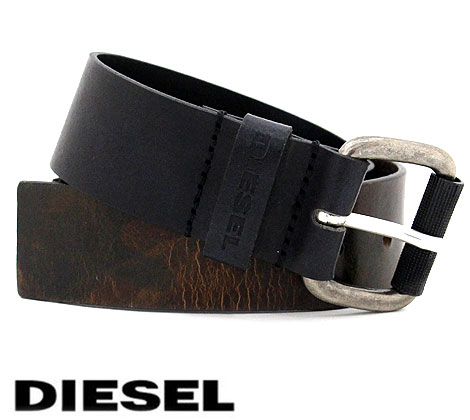 DIESEL ディーゼル X04917 P1438 T8013 B-CAMUCUT BELT　メンズ用　レザー カモフラージュ　迷彩　ベルト　85cm　34インチ　ブラック【送料無料】