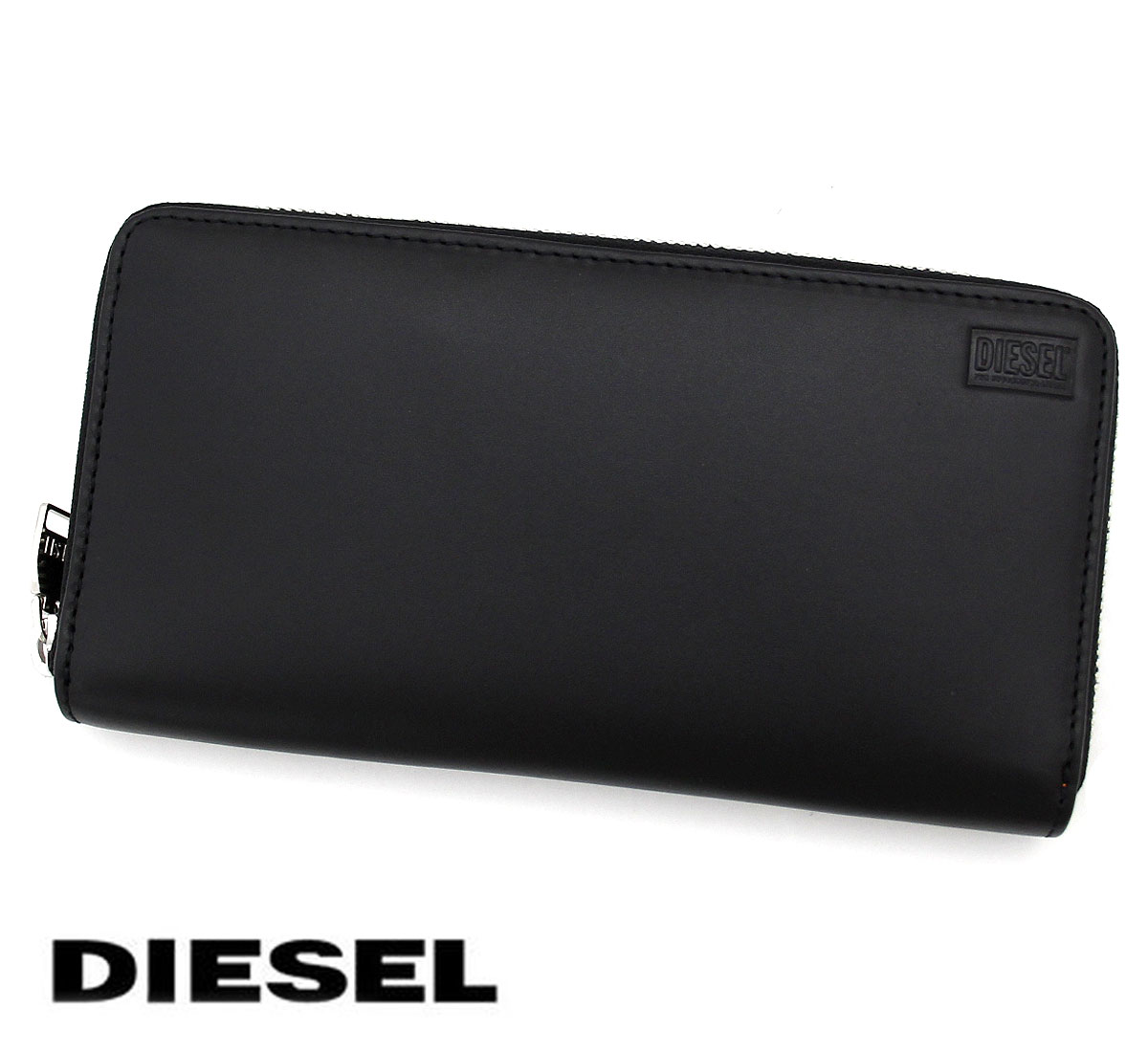 ディーゼル 長財布（メンズ） DIESEL ディーゼル X09670 PR227 H9795 CONTINENTAL ZIP L 小銭入れ付 ラウンドファスナー 長財布 ブラック×オレンジ 新品 メンズ ギフト 【送料無料】