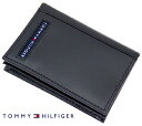 トミーヒルフィガー 名刺入れ（メンズ） TOMMYHILFIGER トミーヒルフィガー 31TL20X026 001 レザー 名刺入れ カードケース ブラック Cambridge メンズ 男性用 お祝い ギフト プレゼント 【送料無料】