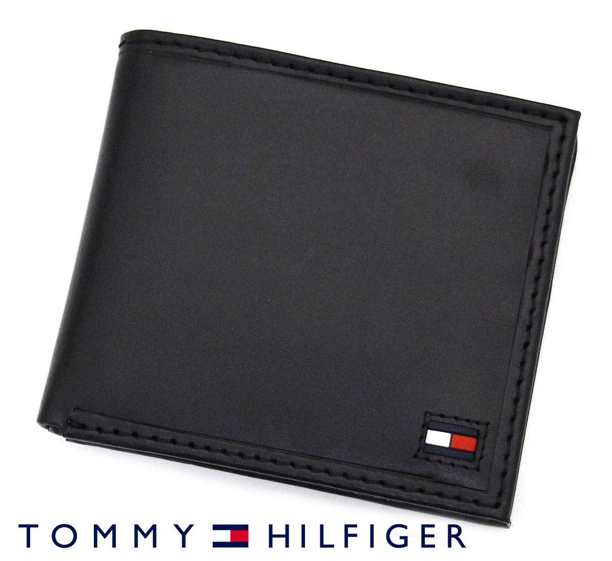 トミー ヒルフィガー 二つ折り財布 メンズ TOMMYHILFIGER トミーヒルフィガー 31TL25X014 001　小銭入れ付き　二つ折り財布　ブラック　レザー　メンズ　男性用 ギフト プレゼント お祝い 【送料無料】