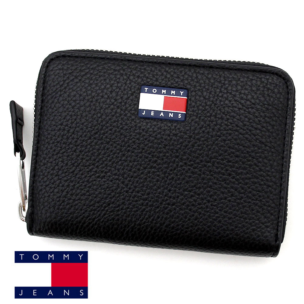 TOMMY JEANS トミージーンズ AW0AW17584 BDS フェイクレザー 二つ折りミディアム財布 ラウンドファスナー 小銭入れ 財布 メンズ ブラック 新品【送料無料】のサムネイル