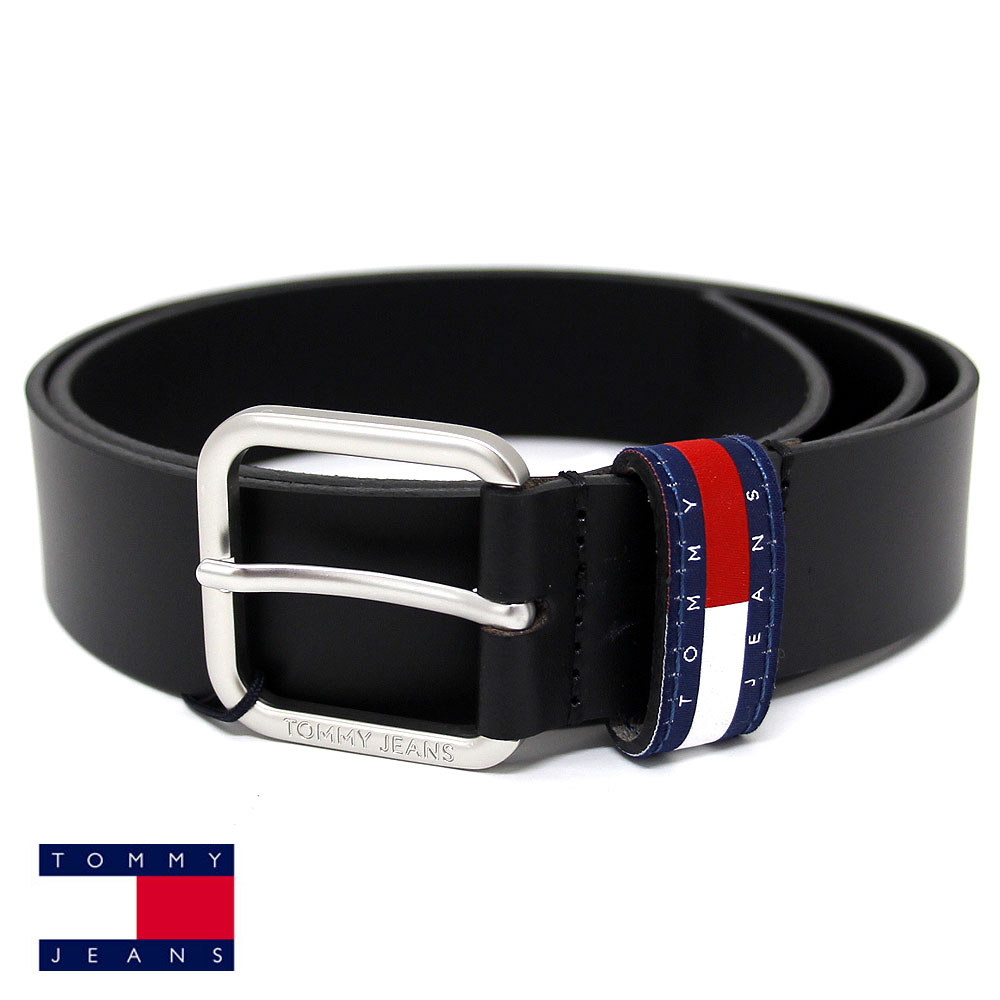 TOMMY JEANS トミージーンズ AM0AM13415 BDS 85cm ベルト レザー ブラック 3.5cm幅 ユニセックス 34インチ 新品【送料無料】(4)