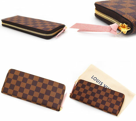 LOUIS　VUITTON　ルイ ヴィトン　N41626　ダミエ　ラウンドファスナー長財布　ポルトフォイユ　クレマンス　ローズ・バレリーヌ【送料無料】