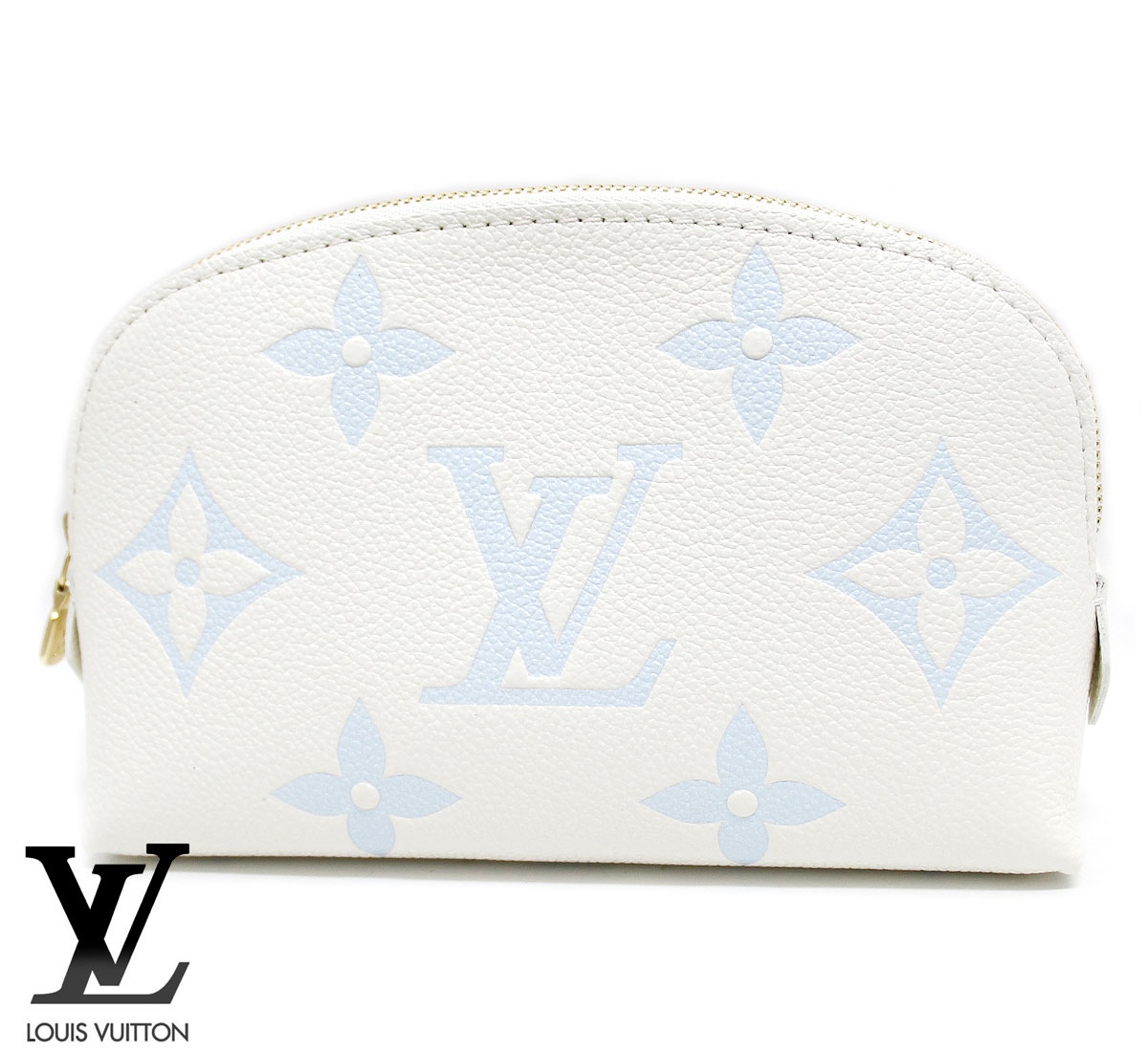 LOUIS VUITTON ルイ ヴィトン M24378 ポシェット・コスメティック PM モノグラム・アンプラント バイカラー コスメポーチ 化粧ポーチ ラテホワイト キャンディブルー 新品 【送料無料】