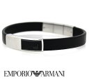 EMPORIO　ARMANI　エンポリオ　アルマーニ　レザー　アクセサリー　イーグルロゴ　ブレスレット　ブラック×シルバー　EGS2288040【送料無料】