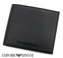 EMPORIO ARMANI エンポリオアルマーニ Y4R167 Y068E 80001 本革 小銭入れ付 二つ折り財布 ブラック 新品 メンズ【送料無料】